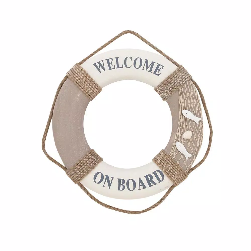 Wall Signs LITTON LANE 16 In. Coastal Living White Polyurethane Rope Life Ring 5 Wall Signs LITTON LANE 16 In. Coastal Living White Polyurethane Rope Life Ring - Image 3