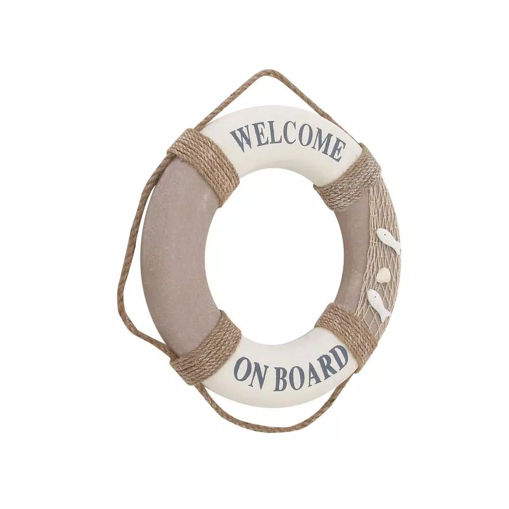 Wall Signs LITTON LANE 16 In. Coastal Living White Polyurethane Rope Life Ring 4 Wall Signs LITTON LANE 16 In. Coastal Living White Polyurethane Rope Life Ring - Image 2