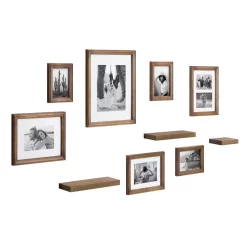 Kate And Laurel Bordeaux Natural Wood With Shelves Picture Frames (Set Of 10)