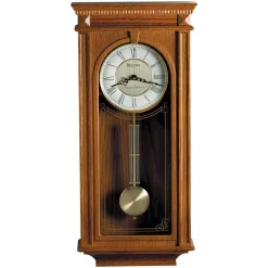 Wall Clocks Bulova 24.25 In. H X 11.25 In. W Pendulum Chime Wall Clock