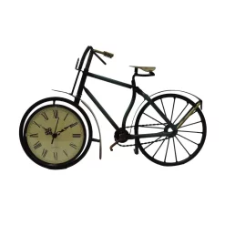Table Clocks Benzara Cycle Shaped Multi-Color Metal Analog Display Table Clock