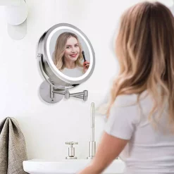 Wall Mirrors Ovente 13.2 In. H X 1.6 In. W, Small Round Nickel Brushed Lighted Framed Modern Vanity Mirror, 1x 7x Magnification 13 Wall Mirrors Ovente 13.2 In. H X 1.6 In. W, Small Round Nickel Brushed Lighted Framed Modern Vanity Mirror, 1x 7x Magnification -SAFAVIEH Shop ovente wall mirrors mfw85br1x7x 1f 1000