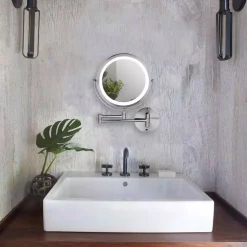 Wall Mirrors Ovente 13.2 In. H X 1.6 In. W, Small Round Nickel Brushed Lighted Framed Modern Vanity Mirror, 1x 7x Magnification 17 Wall Mirrors Ovente 13.2 In. H X 1.6 In. W, Small Round Nickel Brushed Lighted Framed Modern Vanity Mirror, 1x 7x Magnification -SAFAVIEH Shop ovente wall mirrors mfw85br1x7x 31 1000