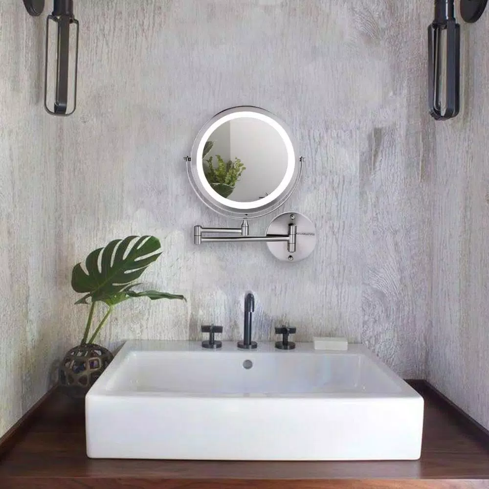 Wall Mirrors Ovente 13.2 In. H X 1.6 In. W, Small Round Nickel Brushed Lighted Framed Modern Vanity Mirror, 1x 7x Magnification 10 Wall Mirrors Ovente 13.2 In. H X 1.6 In. W, Small Round Nickel Brushed Lighted Framed Modern Vanity Mirror, 1x 7x Magnification - Image 8