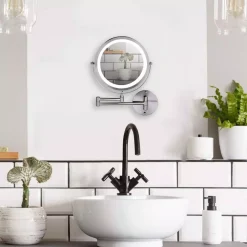 Wall Mirrors Ovente 13.2 In. H X 1.6 In. W, Small Round Nickel Brushed Lighted Framed Modern Vanity Mirror, 1x 7x Magnification 14 Wall Mirrors Ovente 13.2 In. H X 1.6 In. W, Small Round Nickel Brushed Lighted Framed Modern Vanity Mirror, 1x 7x Magnification -SAFAVIEH Shop ovente wall mirrors mfw85br1x7x 44 1000