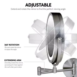 Wall Mirrors Ovente 13.2 In. H X 1.6 In. W, Small Round Nickel Brushed Lighted Framed Modern Vanity Mirror, 1x 7x Magnification 12 Wall Mirrors Ovente 13.2 In. H X 1.6 In. W, Small Round Nickel Brushed Lighted Framed Modern Vanity Mirror, 1x 7x Magnification -SAFAVIEH Shop ovente wall mirrors mfw85br1x7x 4f 1000