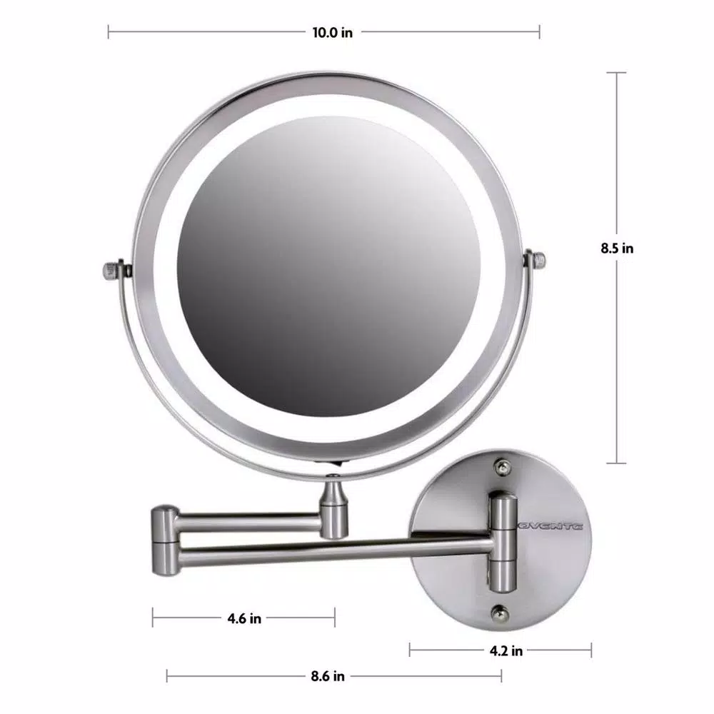Wall Mirrors Ovente 13.2 In. H X 1.6 In. W, Small Round Nickel Brushed Lighted Framed Modern Vanity Mirror, 1x 7x Magnification 9 Wall Mirrors Ovente 13.2 In. H X 1.6 In. W, Small Round Nickel Brushed Lighted Framed Modern Vanity Mirror, 1x 7x Magnification - Image 7