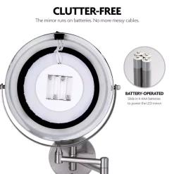 Wall Mirrors Ovente 13.2 In. H X 1.6 In. W, Small Round Nickel Brushed Lighted Framed Modern Vanity Mirror, 1x 7x Magnification 15 Wall Mirrors Ovente 13.2 In. H X 1.6 In. W, Small Round Nickel Brushed Lighted Framed Modern Vanity Mirror, 1x 7x Magnification -SAFAVIEH Shop ovente wall mirrors mfw85br1x7x fa 1000