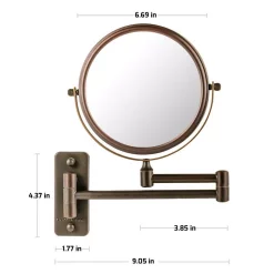 Wall Mirrors Ovente Small Round Wall Mounted Antique Bronze Makeup Mirror (11 In. H X 1.4 In. W), 1x-10x Magnification 13 Wall Mirrors Ovente Small Round Wall Mounted Antique Bronze Makeup Mirror (11 In. H X 1.4 In. W), 1x-10x Magnification -SAFAVIEH Shop ovente wall mirrors mnlfw70abz1x10x 44 1000