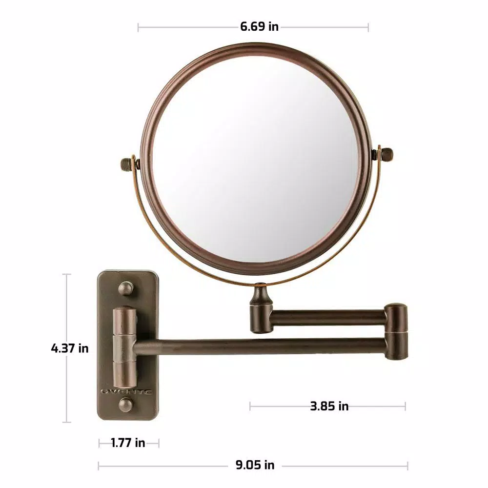 Wall Mirrors Ovente Small Round Wall Mounted Antique Bronze Makeup Mirror (11 In. H X 1.4 In. W), 1x-10x Magnification 7 Wall Mirrors Ovente Small Round Wall Mounted Antique Bronze Makeup Mirror (11 In. H X 1.4 In. W), 1x-10x Magnification - Image 5