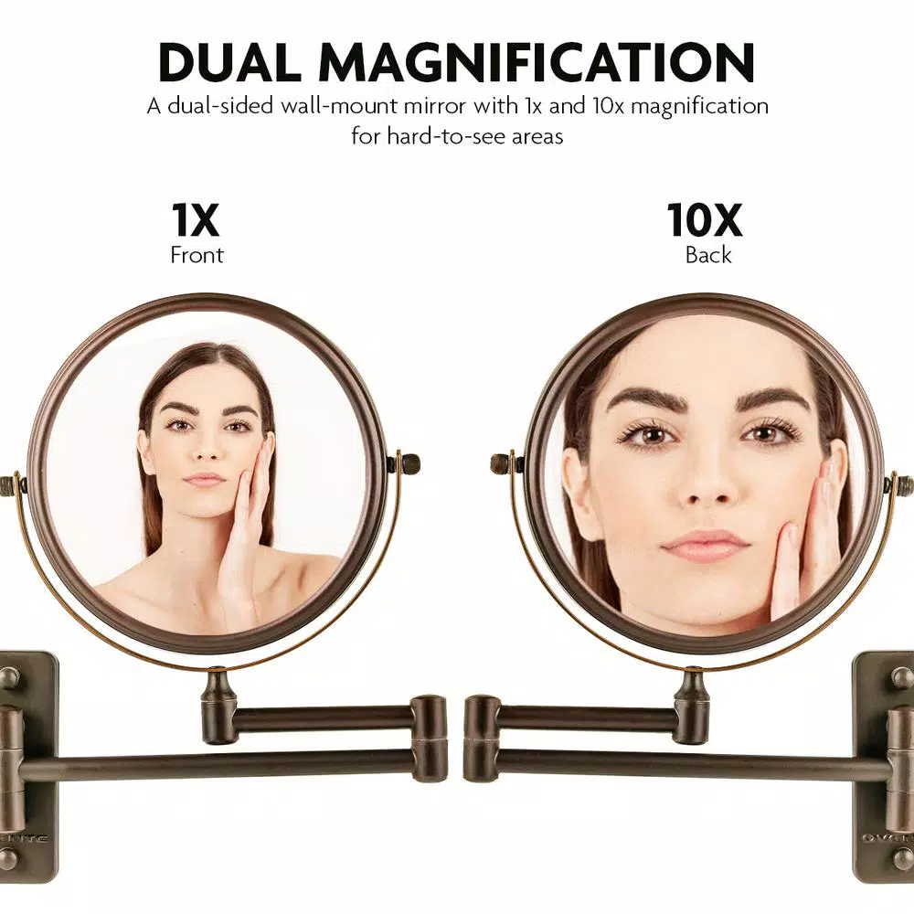 Wall Mirrors Ovente Small Round Wall Mounted Antique Bronze Makeup Mirror (11 In. H X 1.4 In. W), 1x-10x Magnification 5 Wall Mirrors Ovente Small Round Wall Mounted Antique Bronze Makeup Mirror (11 In. H X 1.4 In. W), 1x-10x Magnification - Image 3