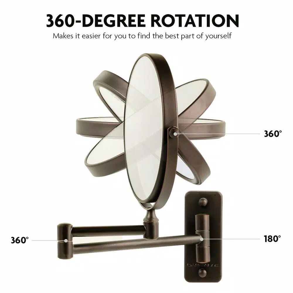 Wall Mirrors Ovente Small Round Wall Mounted Antique Bronze Makeup Mirror (11 In. H X 1.4 In. W), 1x-10x Magnification 4 Wall Mirrors Ovente Small Round Wall Mounted Antique Bronze Makeup Mirror (11 In. H X 1.4 In. W), 1x-10x Magnification - Image 2