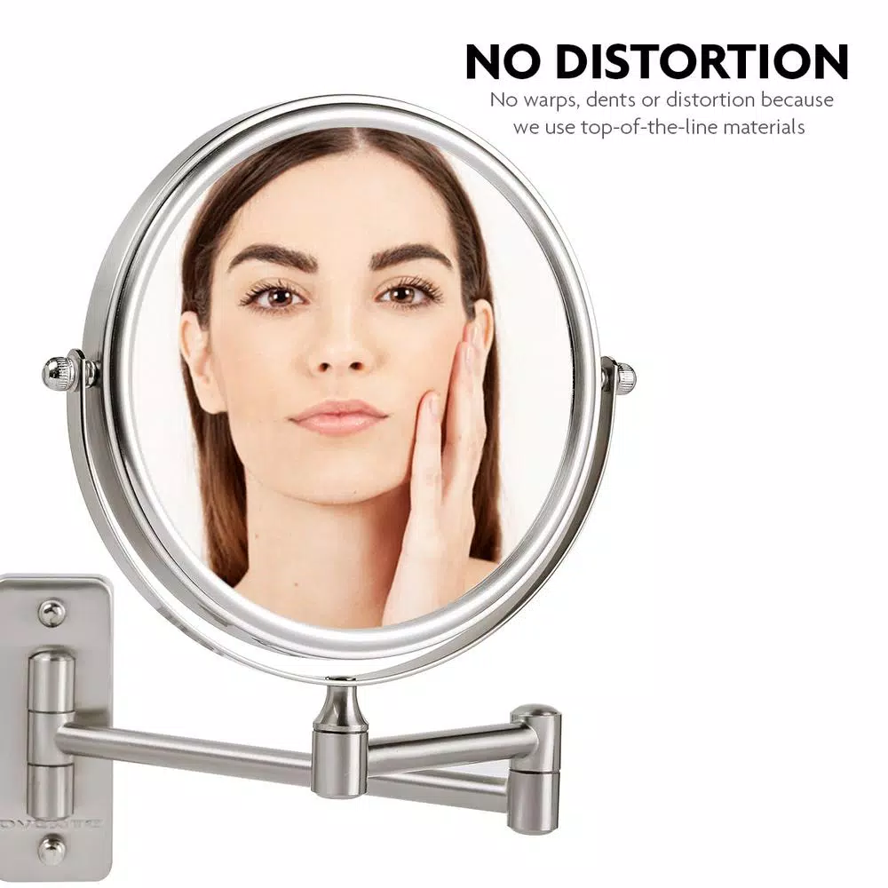 Wall Mirrors Ovente Small Round Wall Mounted Nickel Brushed Makeup Mirror (11 In. H X 1.4 In. W), 1x-10x Magnification 6 Wall Mirrors Ovente Small Round Wall Mounted Nickel Brushed Makeup Mirror (11 In. H X 1.4 In. W), 1x-10x Magnification - Image 4