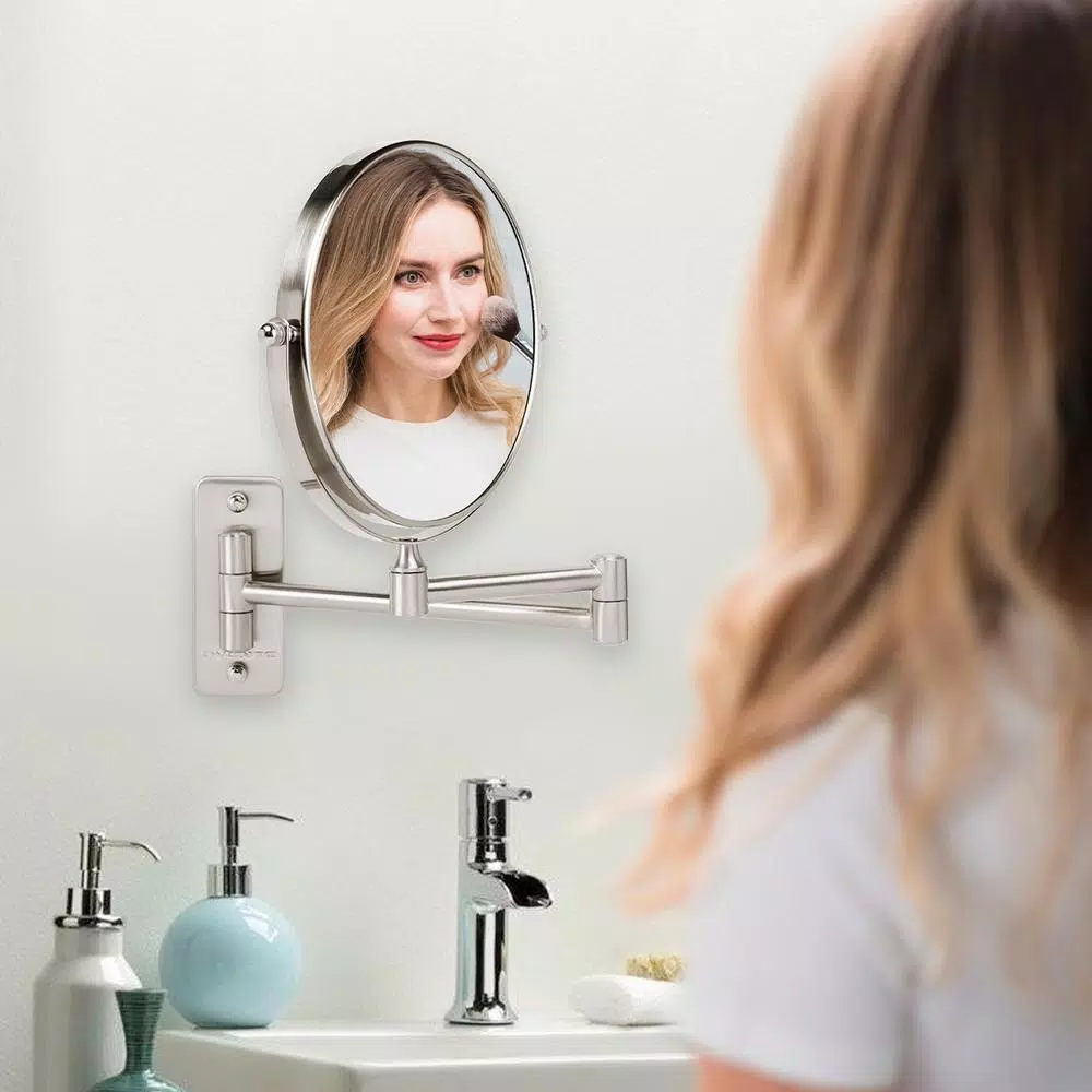 Wall Mirrors Ovente Small Round Wall Mounted Nickel Brushed Makeup Mirror (11 In. H X 1.4 In. W), 1x-10x Magnification 9 Wall Mirrors Ovente Small Round Wall Mounted Nickel Brushed Makeup Mirror (11 In. H X 1.4 In. W), 1x-10x Magnification - Image 7