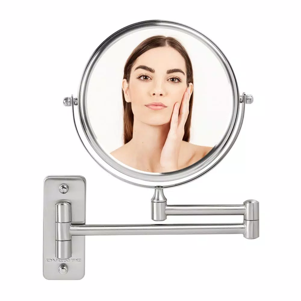 Wall Mirrors Ovente Small Round Wall Mounted Nickel Brushed Makeup Mirror (11 In. H X 1.4 In. W), 1x-10x Magnification 3 Wall Mirrors Ovente Small Round Wall Mounted Nickel Brushed Makeup Mirror (11 In. H X 1.4 In. W), 1x-10x Magnification