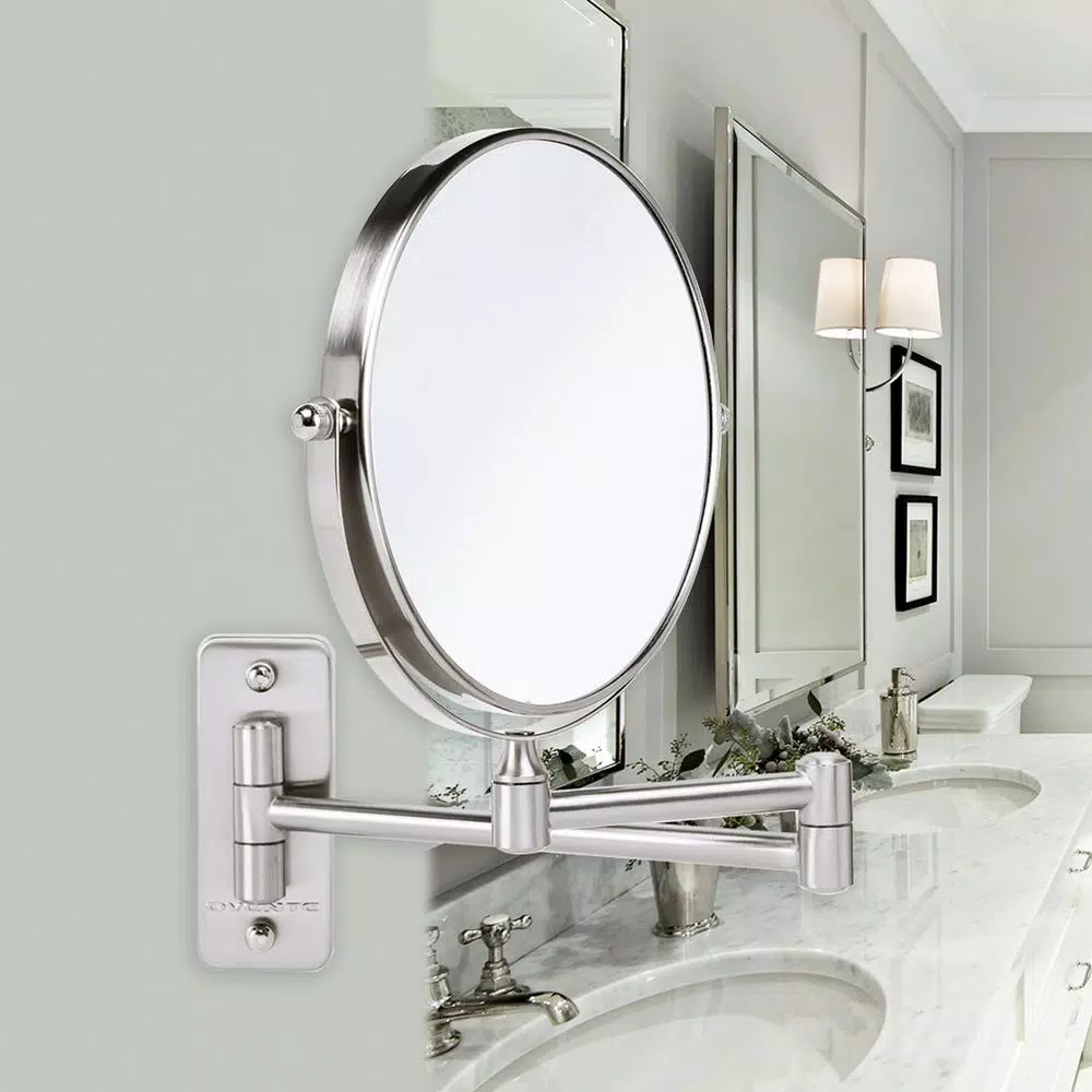 Wall Mirrors Ovente Small Round Wall Mounted Nickel Brushed Makeup Mirror (11 In. H X 1.4 In. W), 1x-10x Magnification 8 Wall Mirrors Ovente Small Round Wall Mounted Nickel Brushed Makeup Mirror (11 In. H X 1.4 In. W), 1x-10x Magnification - Image 6
