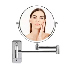 Wall Mirrors Ovente Small Round Wall Mounted Polished Chrome Makeup Mirror (11 In. H X 1.4 In. W), 1x-10x Magnification
