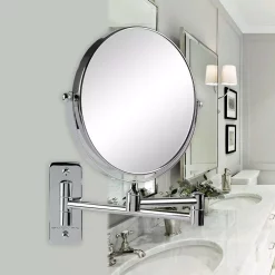Wall Mirrors Ovente Small Round Wall Mounted Polished Chrome Makeup Mirror (11 In. H X 1.4 In. W), 1x-10x Magnification -SAFAVIEH Shop ovente wall mirrors mnlfw70ch1x10x fa 1000