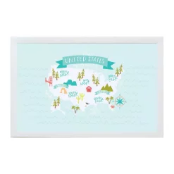 Memo Boards Petal Lane Alexa United States Map Art Board, White Frame, Magnetic Memo Board