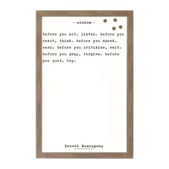 Memo Boards Petal Lane Wisdom – Ernest Hemingway, Rustic Brown Frame, Magnetic Memo Board