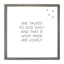 Memo Boards Petal Lane She Talked To God Daily, Warm Gray/Vintage Frame, Magnetic Memo Board