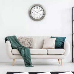 Wall Clocks La Crosse Technology 18-Inch Indoor/Outdoor Classic Plastic Pewter Atomic Analog Clock With Thermometer & Hygrometer -SAFAVIEH Shop pewter plastic la crosse technology wall clocks 404 1946 int 31 1000