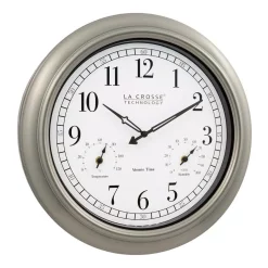 Wall Clocks La Crosse Technology 18-Inch Indoor/Outdoor Classic Plastic Pewter Atomic Analog Clock With Thermometer & Hygrometer -SAFAVIEH Shop pewter plastic la crosse technology wall clocks 404 1946 int 44 1000