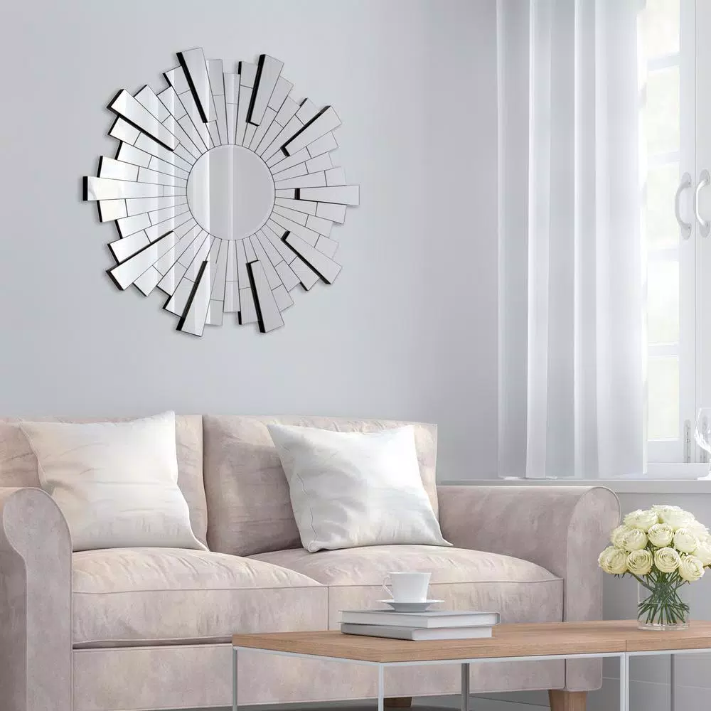 Wall Mirrors Pinnacle Medium Sunburst Silver Beveled Glass Contemporary Mirror (36 In. H X 36 In. W) 8 Wall Mirrors Pinnacle Medium Sunburst Silver Beveled Glass Contemporary Mirror (36 In. H X 36 In. W) - Image 6