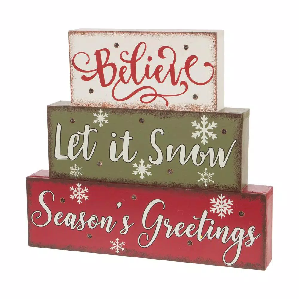 Decorative Letters Glitzhome 11.81 In. L LED Lighted Multi-color Wooden/Metal Block Word Sign (14-Bulbs) 3 Decorative Letters Glitzhome 11.81 In. L LED Lighted Multi-color Wooden/Metal Block Word Sign (14-Bulbs) - Image 2