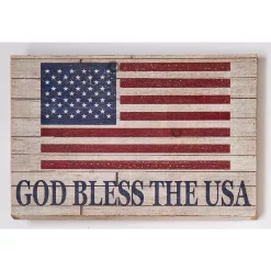 Wall Signs Worth Imports 18 In. Distressed God Bless The USA Wood Sign