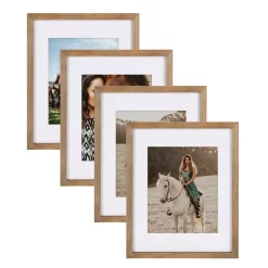 Picture Frames DesignOvation Gallery 11 In. X 14 In. Matted To 8 In. X 10 In. Rustic Brown Wood Picture Frame (Set Of 4)