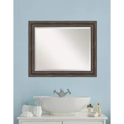 Mirrors Amanti Art Rustic 34 In. W X 28 In. H Framed Rectangular Bathroom Vanity Mirror In Rustic Pine