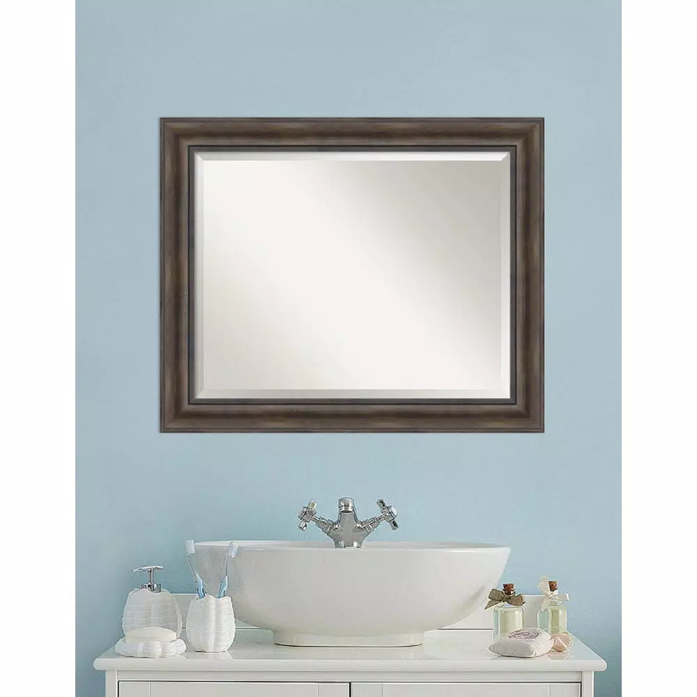 Mirrors Amanti Art Rustic 34 In. W X 28 In. H Framed Rectangular Bathroom Vanity Mirror In Rustic Pine 3 Mirrors Amanti Art Rustic 34 In. W X 28 In. H Framed Rectangular Bathroom Vanity Mirror In Rustic Pine