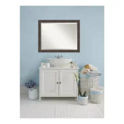 Mirrors Amanti Art Rustic 46 In. W X 36 In. H Framed Rectangular Beveled Edge Bathroom Vanity Mirror In Rustic Pine