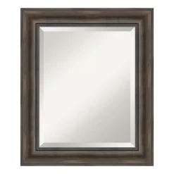 Mirrors Amanti Art Rustic 22 In. W X 26 In. H Framed Rectangular Beveled Edge Bathroom Vanity Mirror In Rustic Pine -SAFAVIEH Shop rustic pine amanti art mirrors dsw3941997 1f 1000