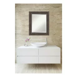 Mirrors Amanti Art Rustic 22 In. W X 26 In. H Framed Rectangular Beveled Edge Bathroom Vanity Mirror In Rustic Pine