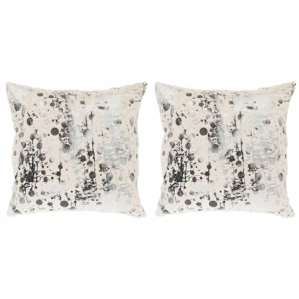 Throw Pillows Safavieh Nars White And Charcoal Grey Graphic Down Alternative 20 In. X 20 In. Throw Pillow (Set Of 2) 4 Throw Pillows Safavieh Nars White And Charcoal Grey Graphic Down Alternative 20 In. X 20 In. Throw Pillow (Set Of 2) - Image 2