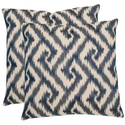 Throw Pillows Safavieh Teddy Blue Geometric Down Alternative 18 In. X 18 In. Throw Pillow (Set Of 2)