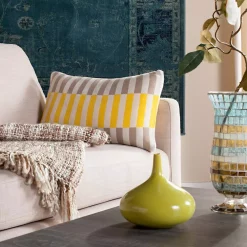 Throw Pillows Safavieh Stone Yellow Natural Striped Down Alternative 12 In. X 20 In. Throw Pillow