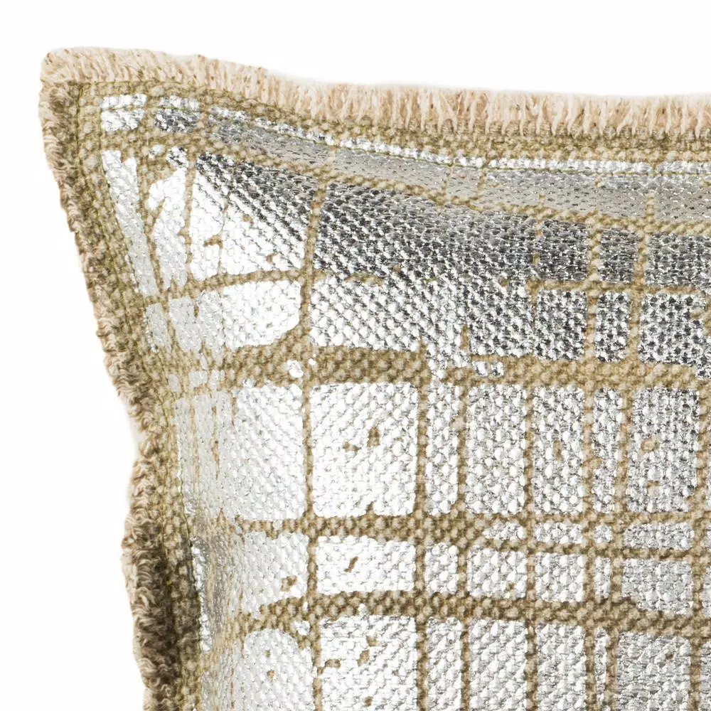 Throw Pillows Safavieh Metallic Grid Silvery-Moss Solid Down Alternative 20 In. X 20 In. Throw Pillow 6 Throw Pillows Safavieh Metallic Grid Silvery-Moss Solid Down Alternative 20 In. X 20 In. Throw Pillow - Image 4