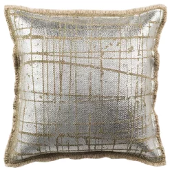 Throw Pillows Safavieh Metallic Grid Silvery-Moss Solid Down Alternative 20 In. X 20 In. Throw Pillow