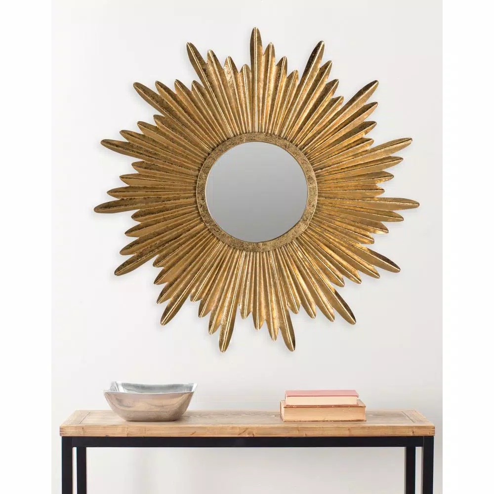Wall Mirrors Safavieh Josephine Round Antique Gold Sunburst Decorative Mirror 4 Wall Mirrors Safavieh Josephine Round Antique Gold Sunburst Decorative Mirror - Image 2