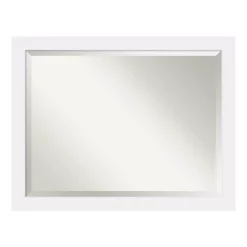 Mirrors Amanti Art Corvino 45 In. W X 35 In. H Framed Rectangular Beveled Edge Bathroom Vanity Mirror In Satin White