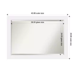 Mirrors Amanti Art Corvino 41 In. W X 29 In. H Framed Rectangular Beveled Edge Bathroom Vanity Mirror In Satin White -SAFAVIEH Shop satin white amanti art mirrors dsw3941603 1f 1000