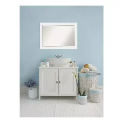 Mirrors Amanti Art Corvino 41 In. W X 29 In. H Framed Rectangular Beveled Edge Bathroom Vanity Mirror In Satin White -SAFAVIEH Shop satin white amanti art mirrors dsw3941603 76 1000