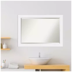 Mirrors Amanti Art Corvino 41 In. W X 29 In. H Framed Rectangular Beveled Edge Bathroom Vanity Mirror In Satin White -SAFAVIEH Shop satin white amanti art mirrors dsw3941603 fa 1000