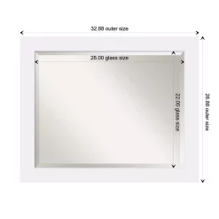 Mirrors Amanti Art Corvino 33 In. W X 27 In. H Framed Rectangular Beveled Edge Bathroom Vanity Mirror In Satin White -SAFAVIEH Shop satin white amanti art mirrors dsw3941943 1f 1000