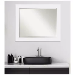 Mirrors Amanti Art Corvino 33 In. W X 27 In. H Framed Rectangular Beveled Edge Bathroom Vanity Mirror In Satin White -SAFAVIEH Shop satin white amanti art mirrors dsw3941943 44 1000