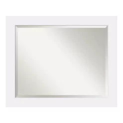 Mirrors Amanti Art Corvino 33 In. W X 27 In. H Framed Rectangular Beveled Edge Bathroom Vanity Mirror In Satin White