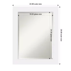Mirrors Amanti Art Corvino 23 In. W X 29 In. H Framed Rectangular Beveled Edge Bathroom Vanity Mirror In Satin White -SAFAVIEH Shop satin white amanti art mirrors dsw4016469 1f 1000